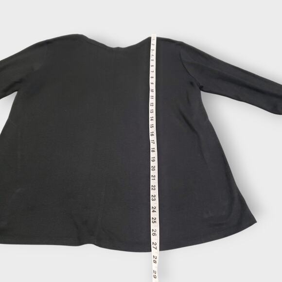 Elliot Lauren Womens Linen Black Boatneck Top Size Med Minimalist Neutral Basic - Picture 13 of 13